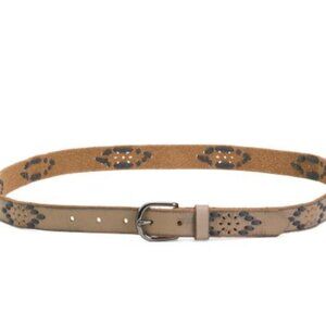 NWT DEPECHE Leather Taupe Jeans Embroidered Rustic Women's Belt Size S/M